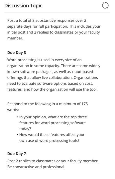 Solved Post a total of 3 substantive responses over 2 | Chegg.com
