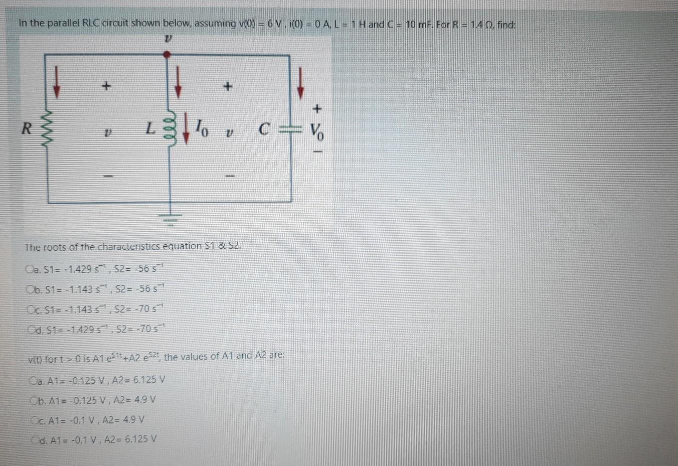 Solved In the parallel RLC circuit shown below, assuming voy | Chegg.com