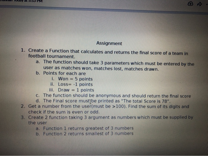 Solved + Assignment 1. Create a Function that calculates and | Chegg.com