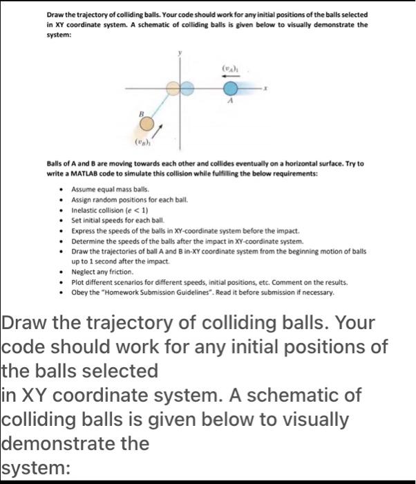 Solved Draw the trajectory of colliding balls. Your code | Chegg.com