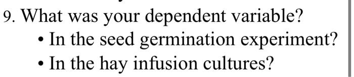 dependent variable in seed germination experiment