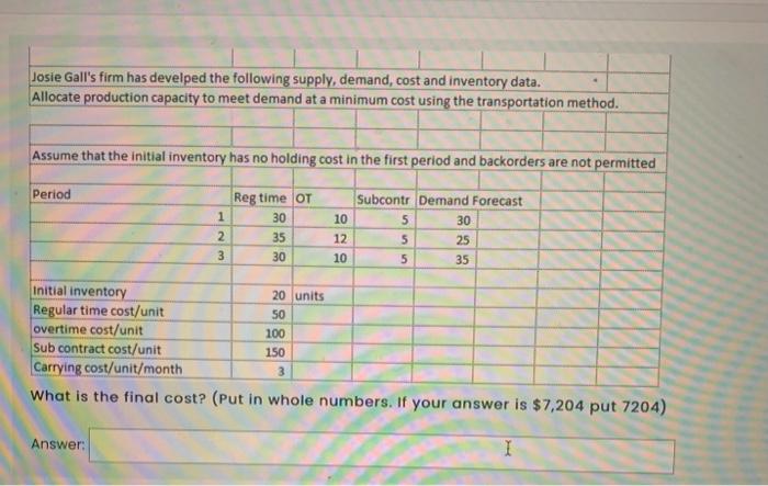 Solved What is the final cost? (Put in whole numbers. If | Chegg.com