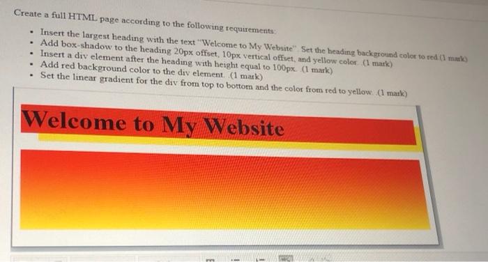 Solved Create a full HTML page according to the following | Chegg.com