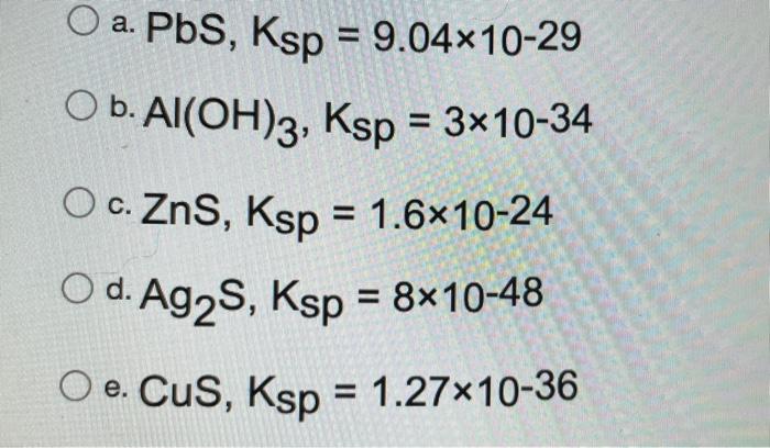 Solved 1. Which Of The Following Salts Will Be Less Soluble | Chegg.com