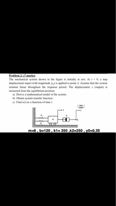 Solved Problem 2: (7 marks) The mechanical system shown in | Chegg.com