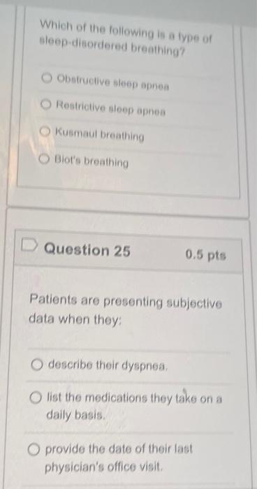 Solved Which Of The Following Is A Type Of Sleep-disordered | Chegg.com