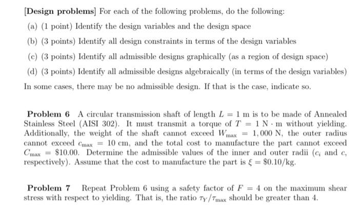 Solved [Design problems] For each of the following problems, | Chegg.com