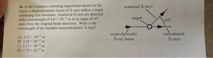 Solved 26. In the Compton scattering experiment shown in the | Chegg.com