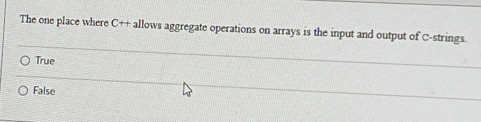Solved The one place where C++ ﻿allows aggregate operations | Chegg.com