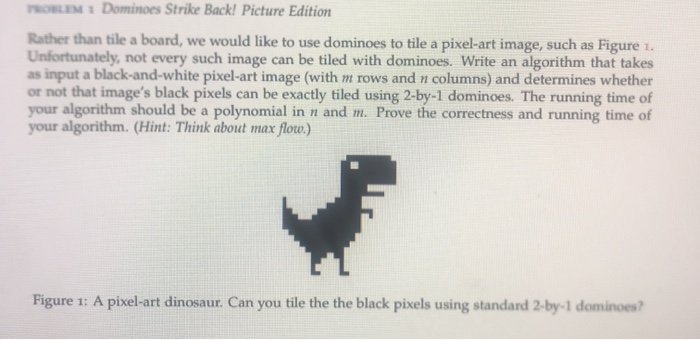 PROBLEM Dominoes Strike Back! Picture Edition Rather than tile a board, we would like to use dominoes to tile a pixel-art ima