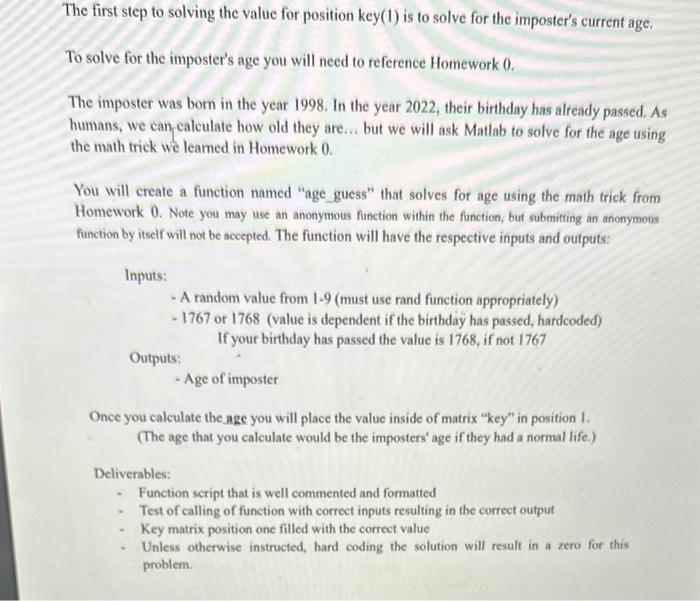 Solved The first step to solving the value for position key 