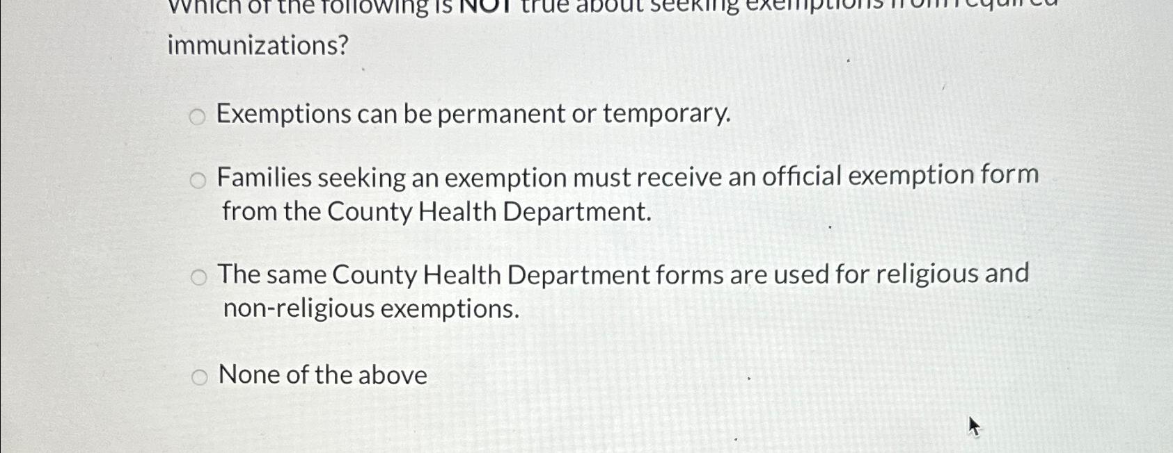 immunizations?Exemptions can be permanent or | Chegg.com