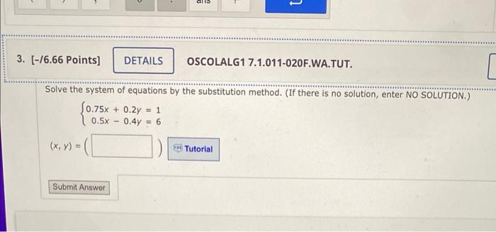 Solved Solve the following system of linear equations by | Chegg.com