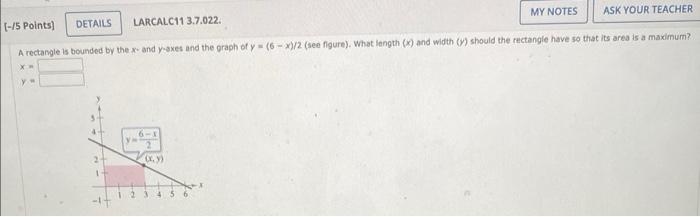 Solved A rectangle is bounded by the x - and yoxes and the | Chegg.com