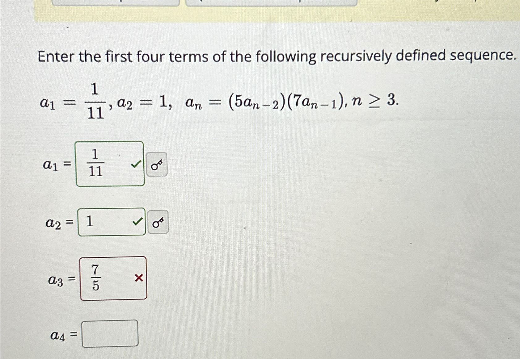 Solved Enter the first four terms of the following | Chegg.com