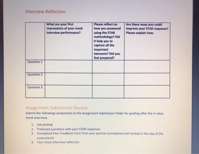 Career Success Cdev 1830 Assignment 4 Mock Interv Chegg Com