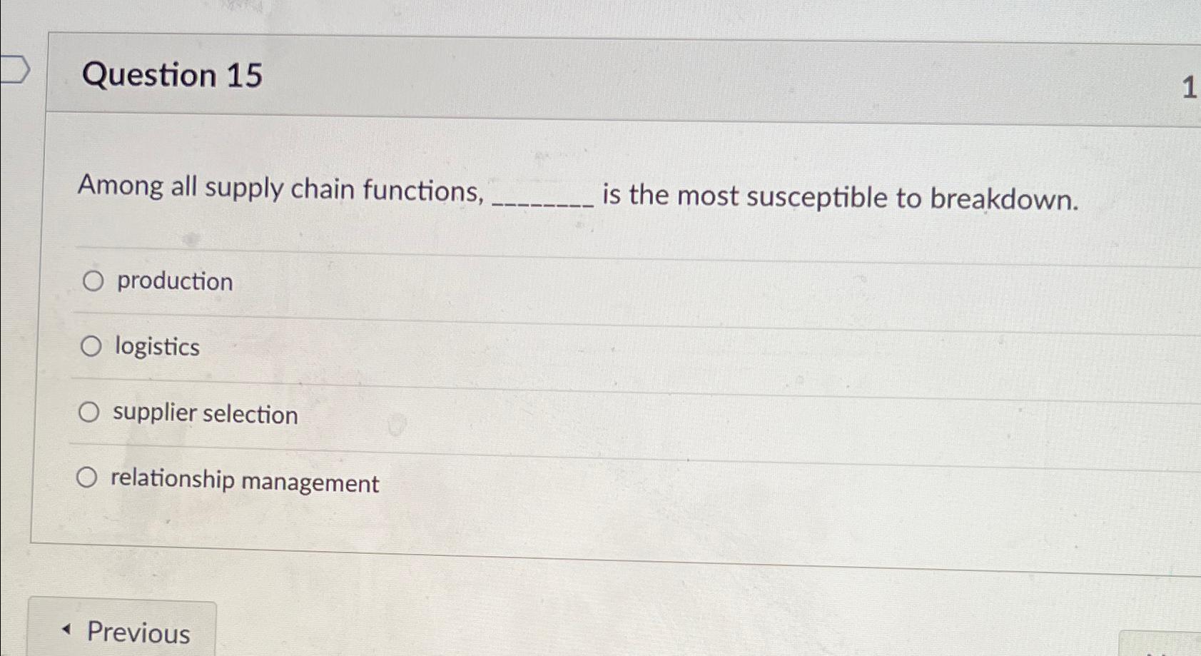 Solved Question 15Among All Supply Chain Functions, Is The | Chegg.com