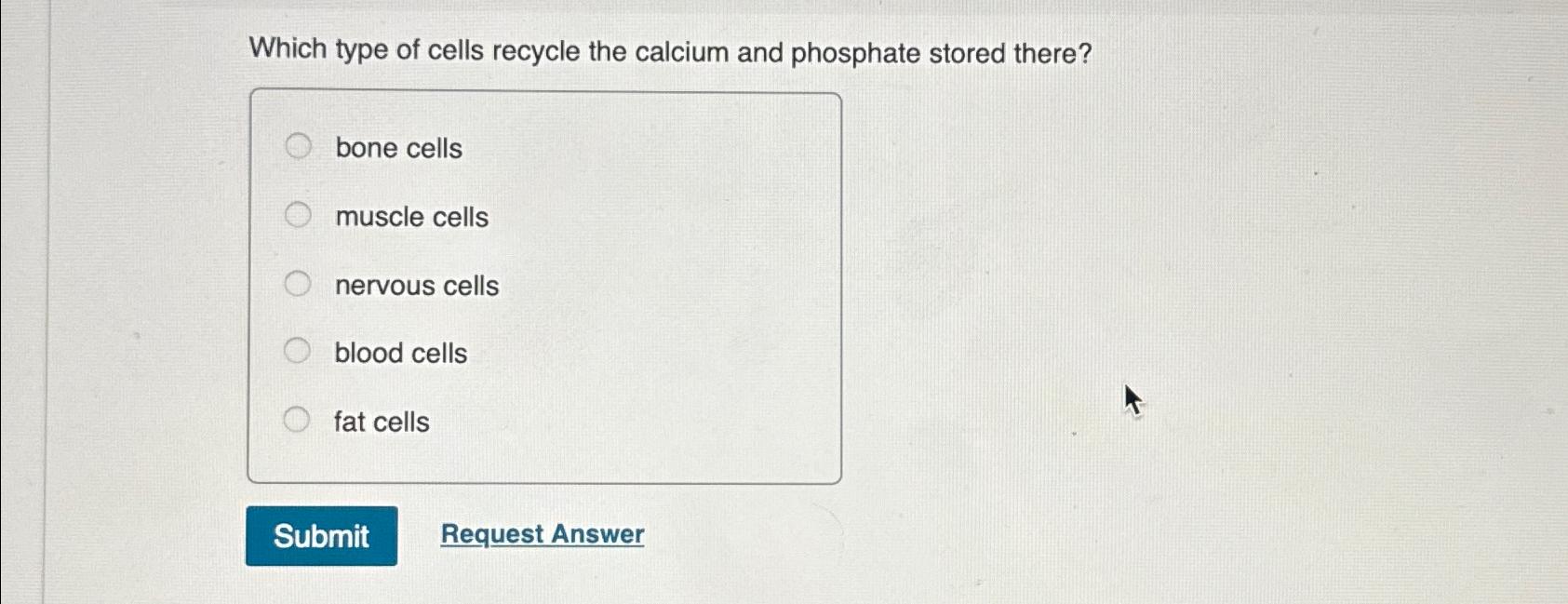 Solved Which type of cells recycle the calcium and phosphate | Chegg.com