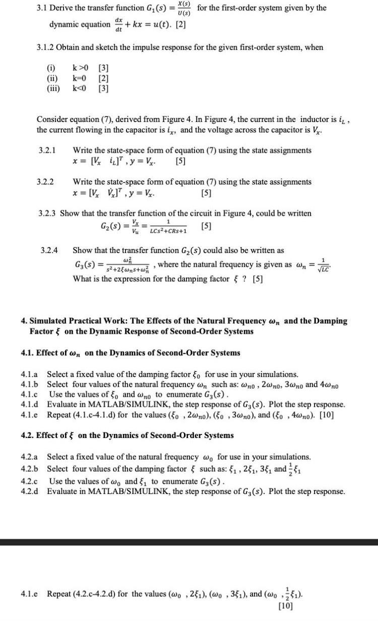 Solved 3 1 Derive The Transfer Function X For The Chegg Com