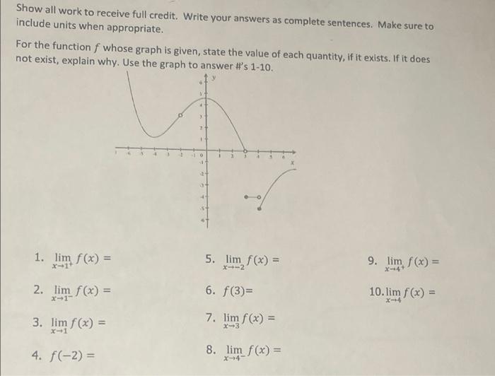 Solved Show all work to receive full credit. Write your | Chegg.com
