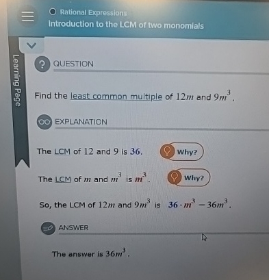 Solved Rational ExpressionsIntroduction to the LCM of two | Chegg.com