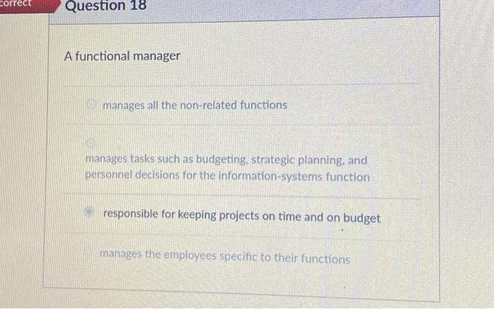 Solved A functional manager manages all the non-related | Chegg.com