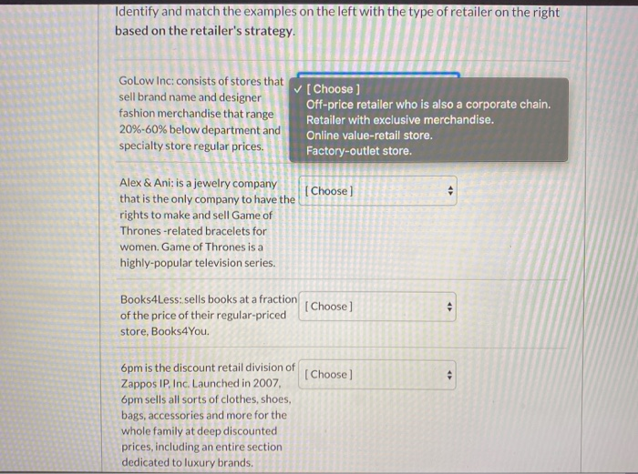 Solved Identify and match the examples on the left with the