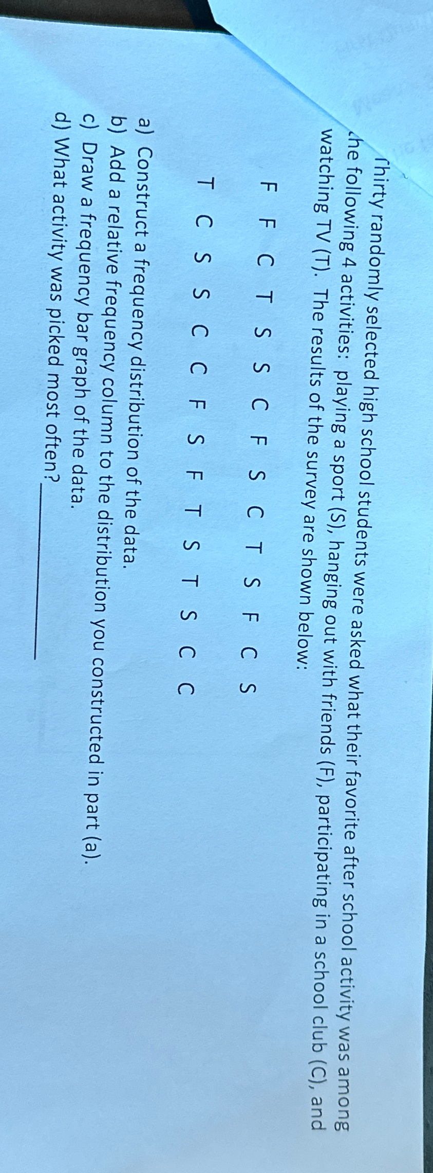 Solved Thirty randomly selected high school students were | Chegg.com