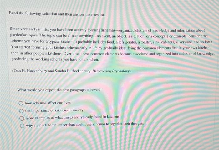 Read the following selection and then answer the | Chegg.com