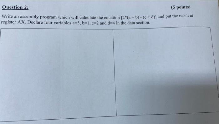 Solved Write an assembly program which will calculate the | Chegg.com