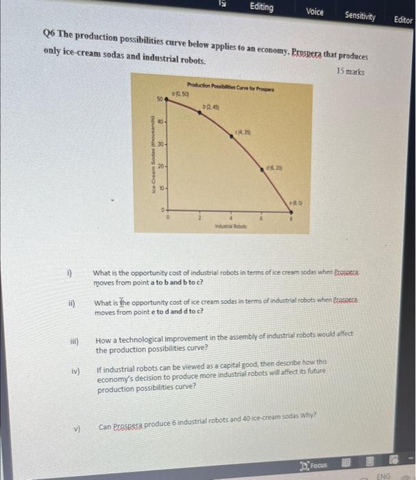 Solved Q6 The production possibilities curve below applies | Chegg.com