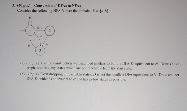 Solved 3. (40 Pts.) Conversion Of DFAs To NFAs Consider The | Chegg.com