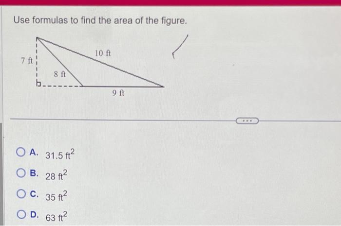 Solved Use formulas to find the area of the figure. A. | Chegg.com