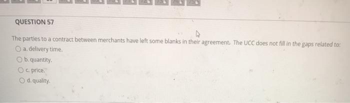 Solved QUESTION 57 The parties to a contract between | Chegg.com