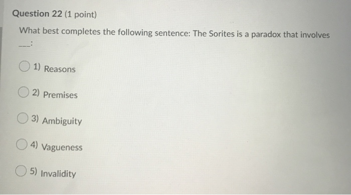 Solved Question 22 (1 point) What best completes the | Chegg.com