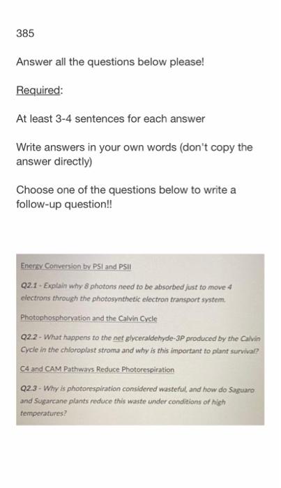 Solved 385 Answer all the questions below please! Required: | Chegg.com