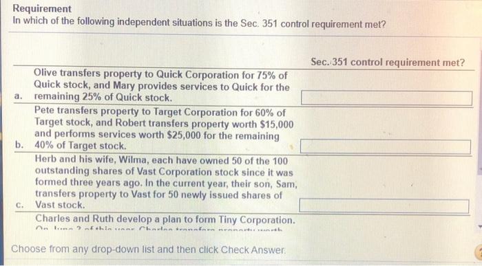 Solved Requirement In which of the following independent | Chegg.com