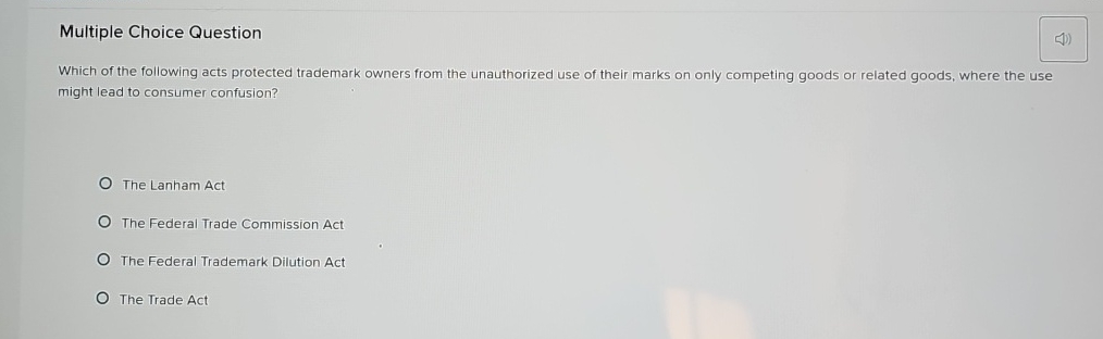 Solved Multiple Choice QuestionWhich of the following acts | Chegg.com