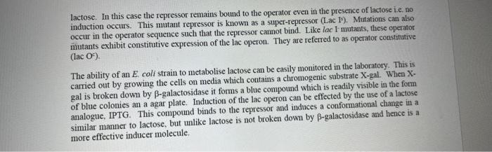 Solved Cells that contains a normal lac operon (wild-type) | Chegg.com