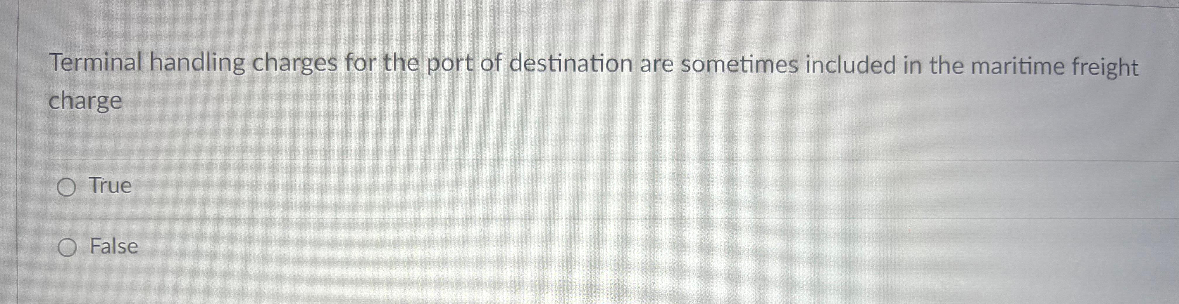 Solved Terminal handling charges for the port of destination