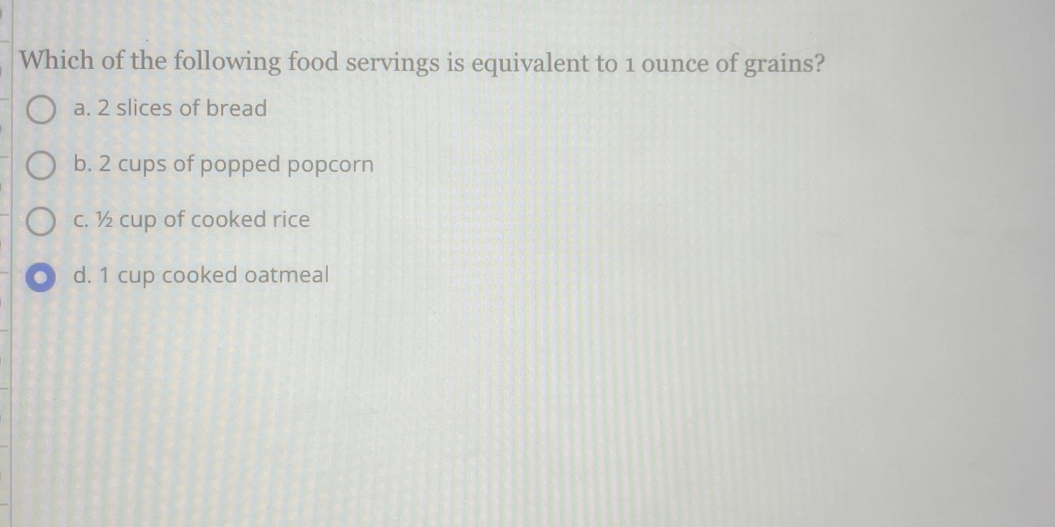 Solved Which of the following food servings is equivalent to