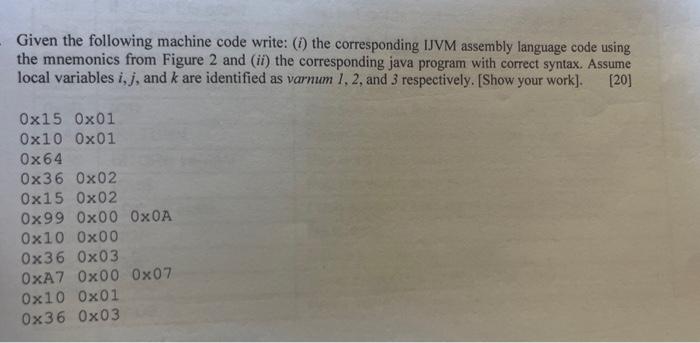 Solved Given the following machine code write: ( i ) the | Chegg.com