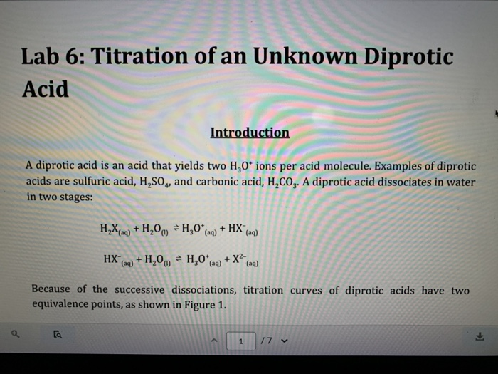 Lab 6 Titration of an Unknown Diprotic Acid