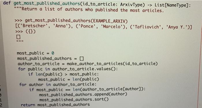 Solved PLES def make_author_to_articles(id_to_article: | Chegg.com