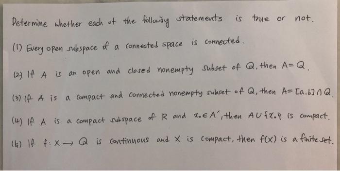 Solved Determine whether each of the following statements is | Chegg.com
