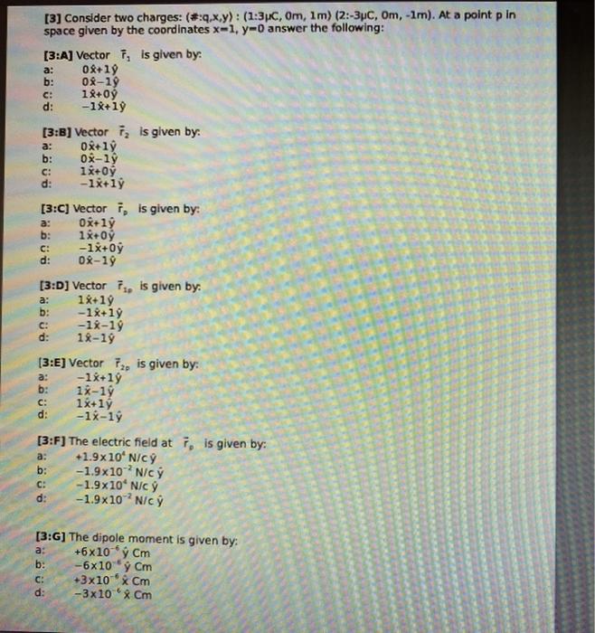 A C 3 Consider Two Charges Q X Y 1 31c Chegg Com