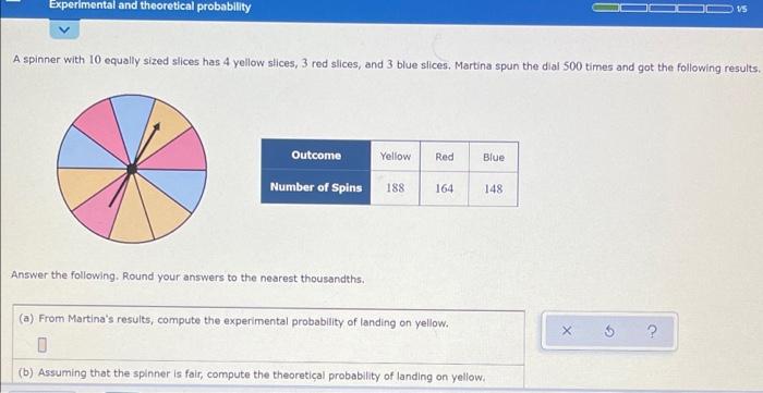 compute the experimental probability of landing on red