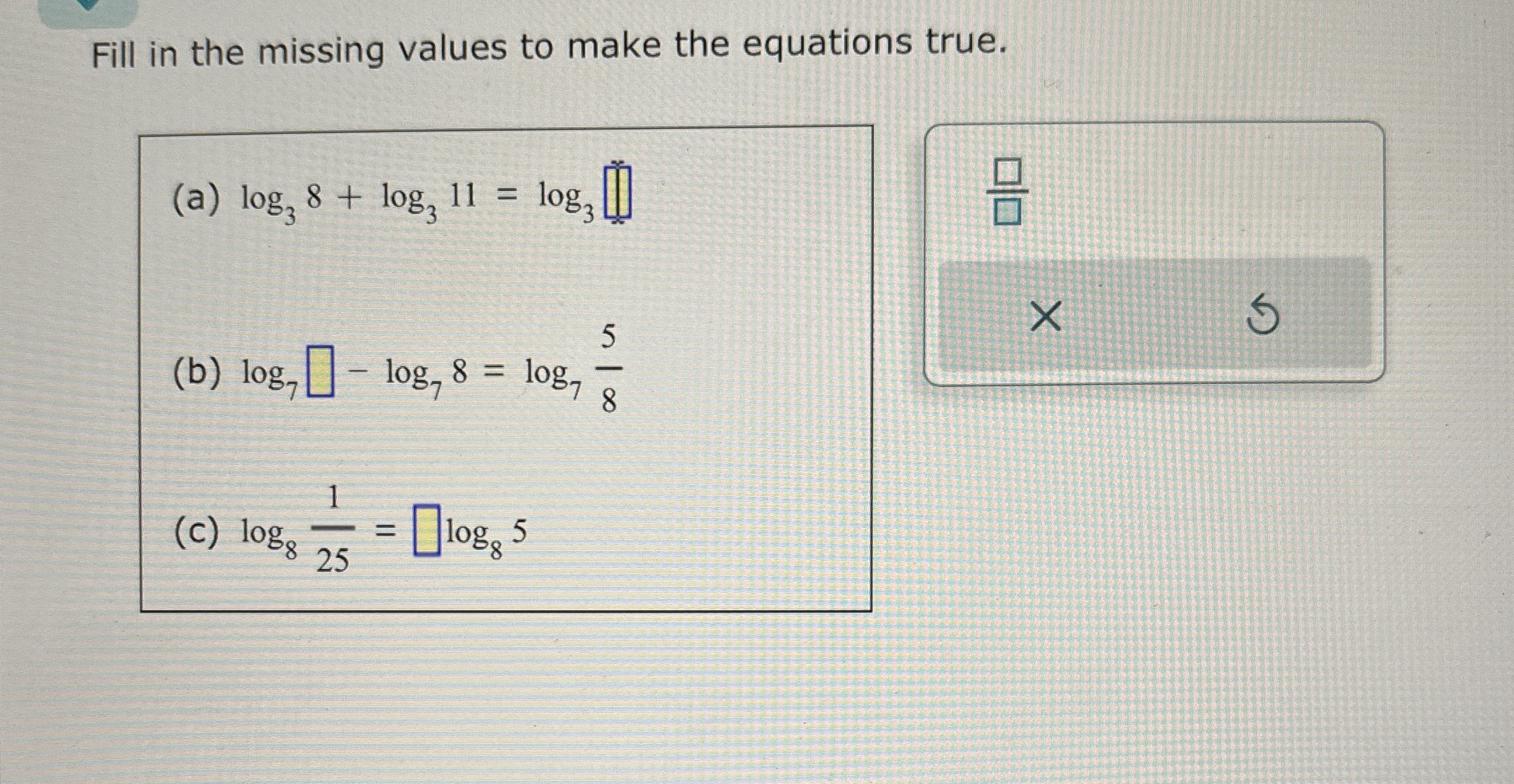 Solved Fill in the missing values to make the equations | Chegg.com