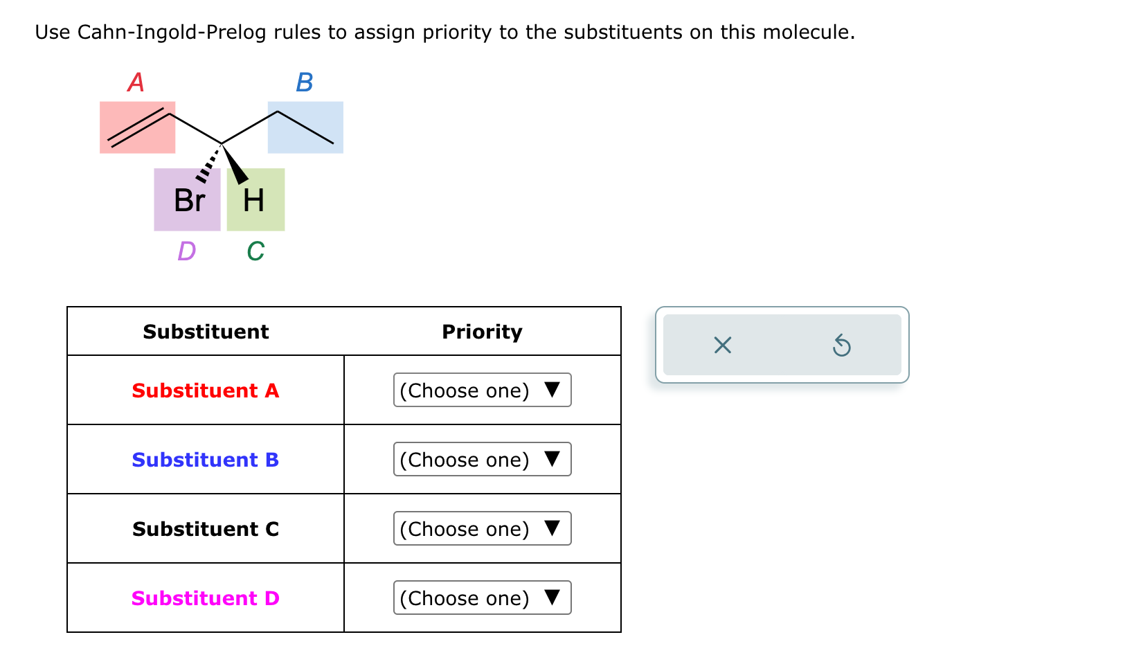 Solved Use Cahn-Ingold-Prelog rules to assign priority to | Chegg.com