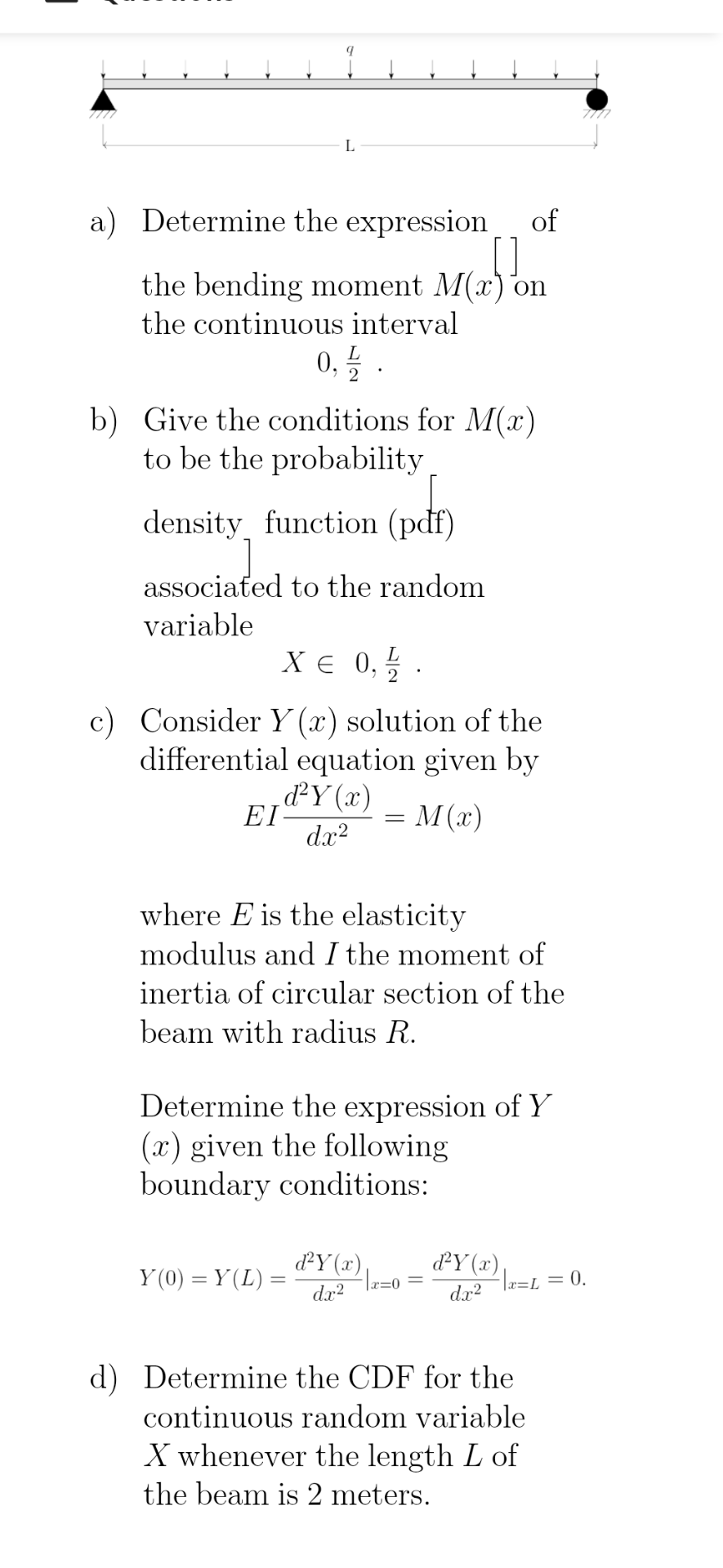 Solved 9. Consider the following beam placed on two | Chegg.com